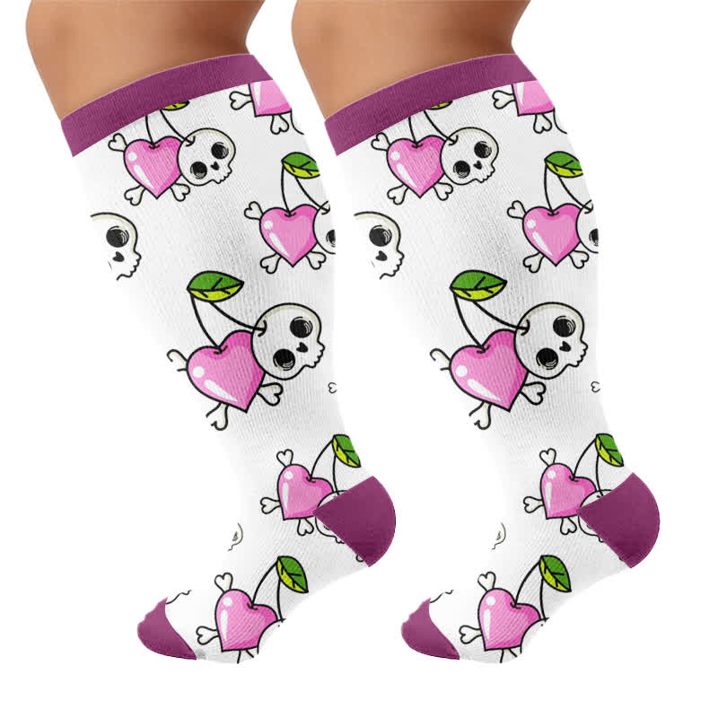 Plus Size Cherry Skull Compression Socks - image 8