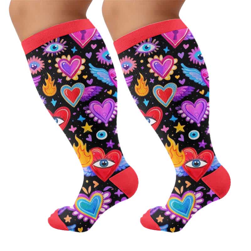 Plus Size Cosmic Eye Compression Socks - Purple(1 Pair) - 4XL - image 10