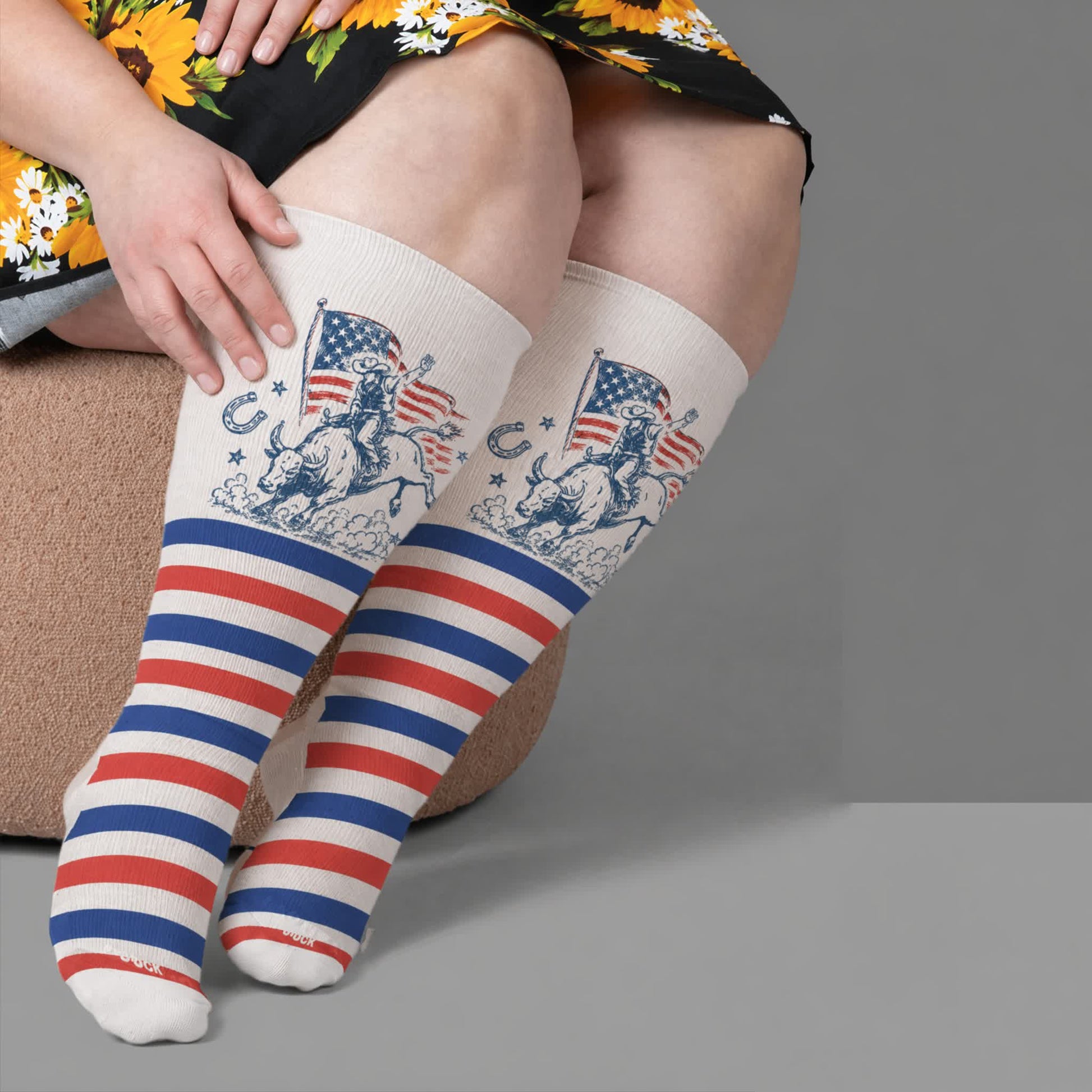 Plus Size Patriotic Cowgirl Compression Socks - White(1 Pair) - 4XL - image 1