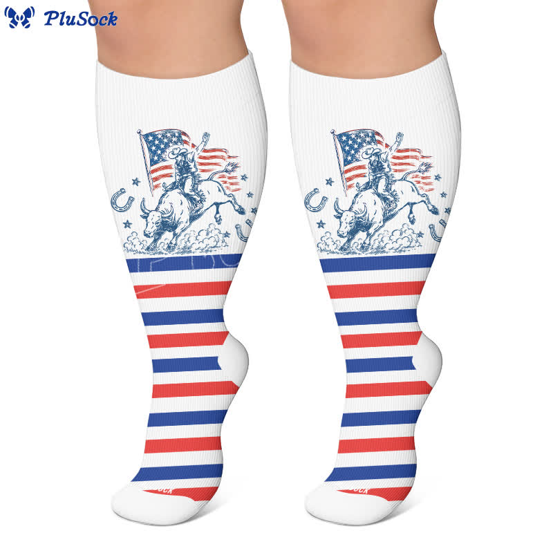 Plus Size Patriotic Cowgirl Compression Socks - image 5
