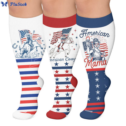 Plus Size Patriotic Cowgirl Compression Socks - image 0