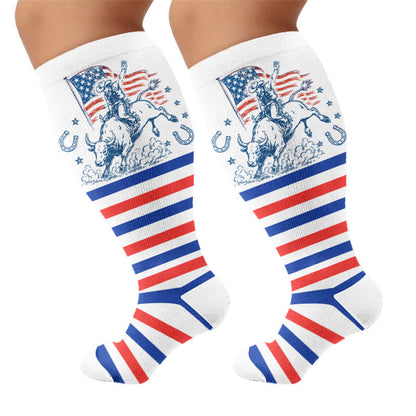 Plus Size Patriotic Cowgirl Compression Socks - image 8