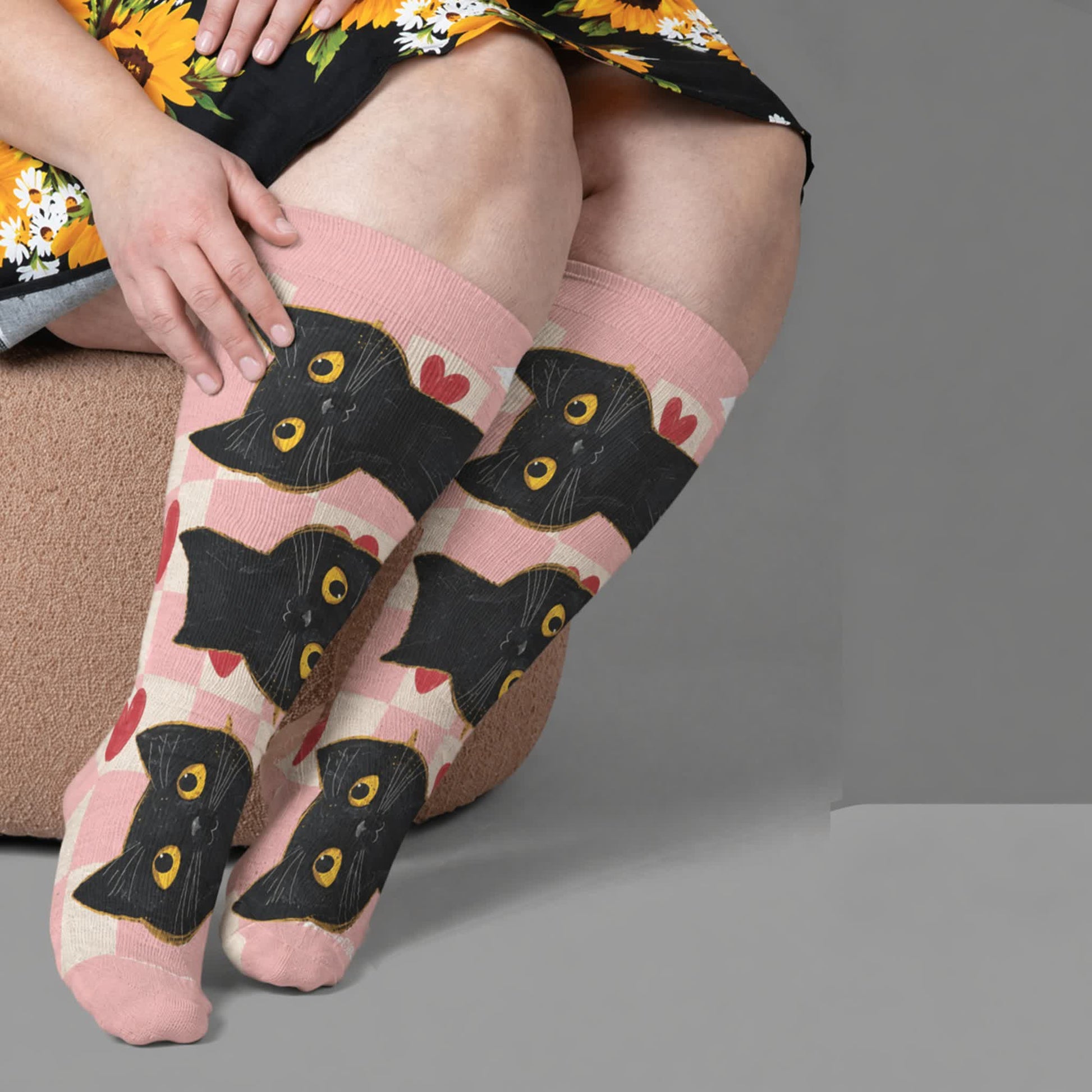 Plus Size Cat Star Compression Socks - Pink(1 Pair) - 4XL - image 3