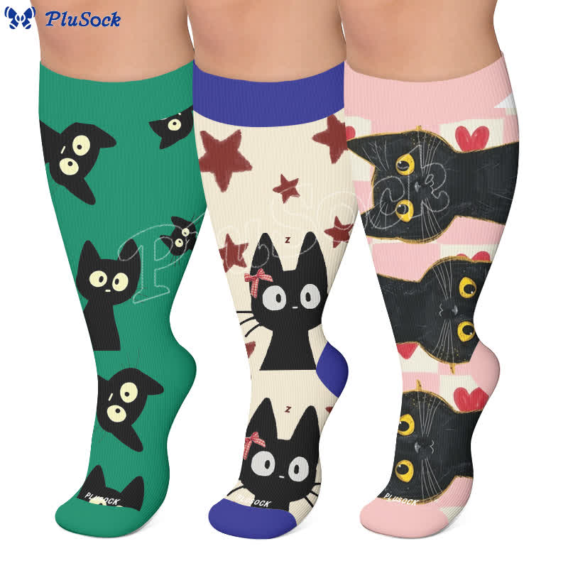 Plus Size Cat Star Compression Socks - image 0