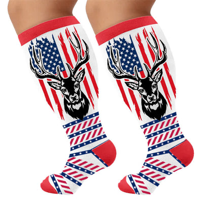 Plus Size Patriotic Star Stripe Compression Socks - image 9
