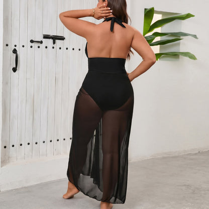 One-Piece Swimsuit with Cover-Up Skirt - image 1