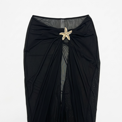 Elegant Black Halter Plunge Mesh Slit Swimwear - image 6