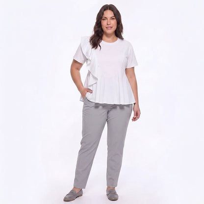 Asymmetrical Ruffle Detail A-Line Blouse - image 3
