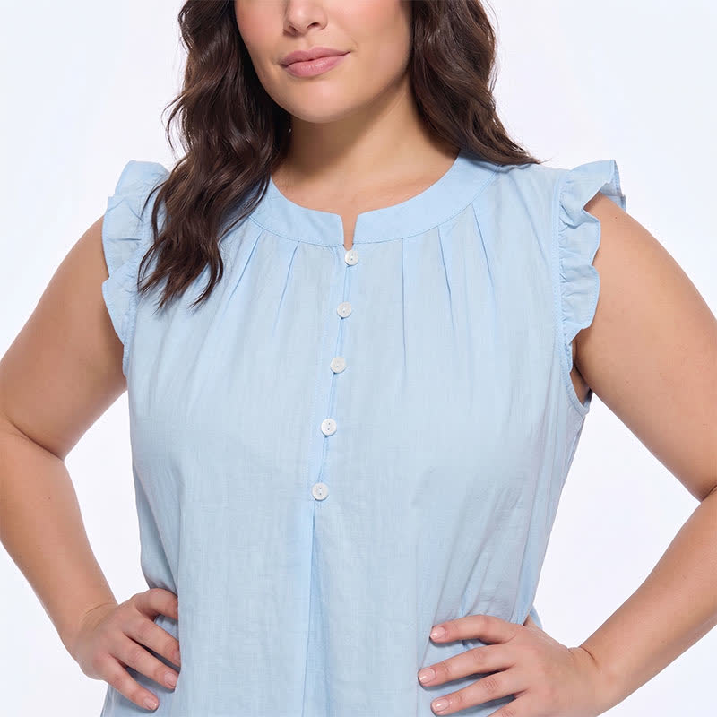 Plus Size Ruffle Trim Sleeveless Blouse - image 1