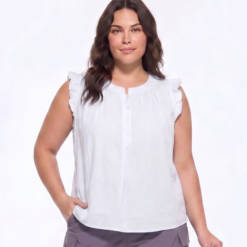 Plus Size Ruffle Trim Sleeveless Blouse - image 4