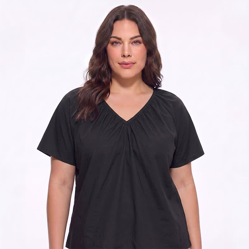 Plus Size Gathered V Neck Top - image 6