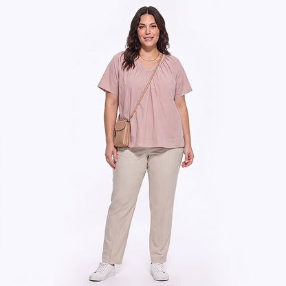 Plus Size Gathered V Neck Top - image 3