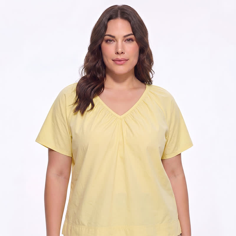Plus Size Gathered V Neck Top - image 4
