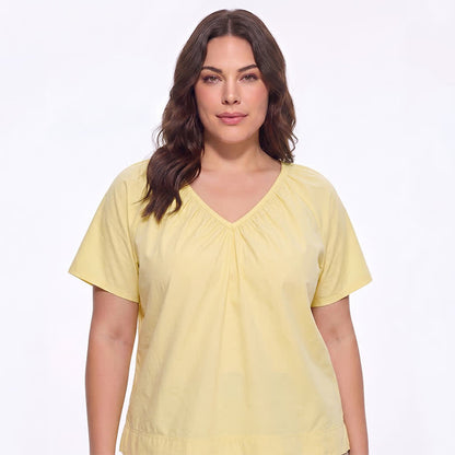 Plus Size Gathered V Neck Top - image 4