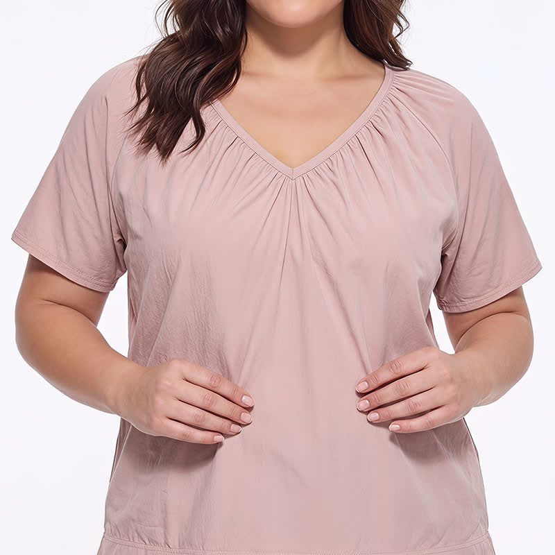 Plus Size Gathered V Neck Top - image 2