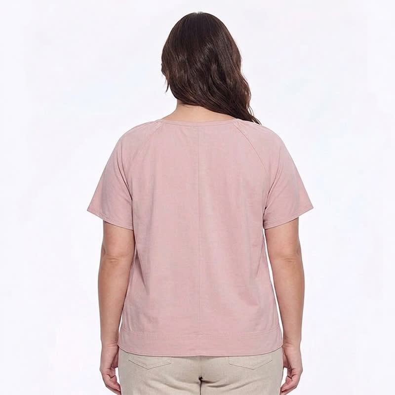 Plus Size Gathered V Neck Top - image 1