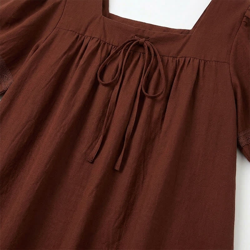 Plus Size Vintage-inspired Square Neck Blouse - image 14