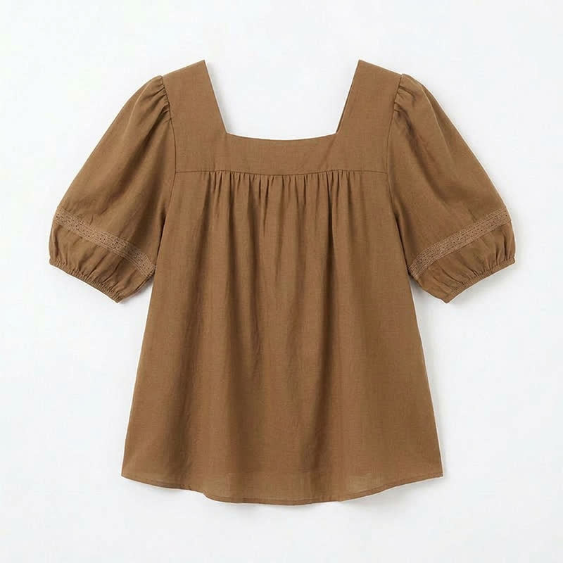Plus Size Vintage-inspired Square Neck Blouse - image 12