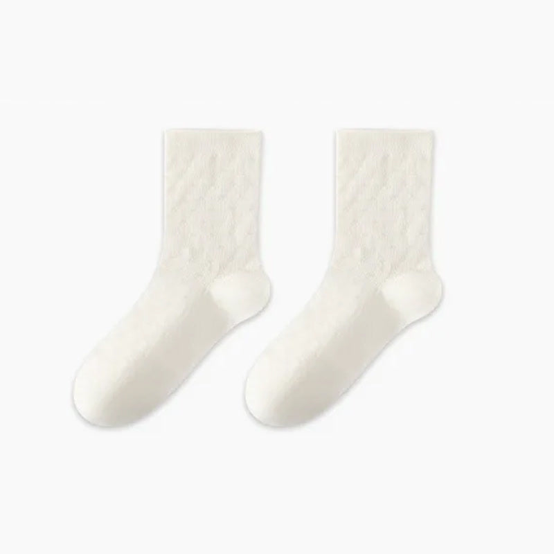Soft Ribbed Milk White Quarter Socks(3 Pairs) - White-B - EU36-47(US3-13) - image 5
