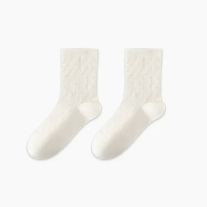 Soft Ribbed Milk White Quarter Socks(3 Pairs) - White-B - EU36-47(US3-13) - image 5