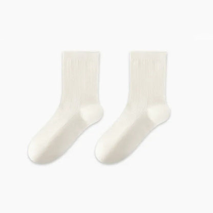 Soft Ribbed Milk White Quarter Socks(3 Pairs) - White-D - EU36-47(US3-13) - image 7