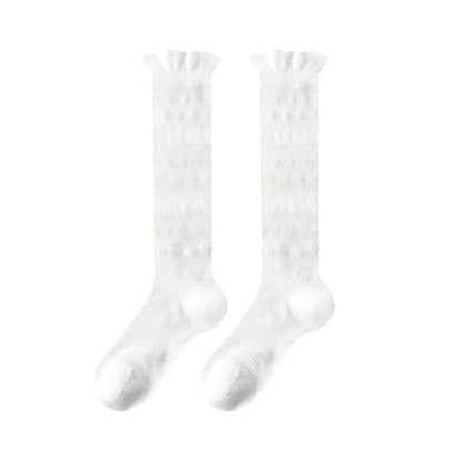 Sheer Heart Stripe Knee High Socks(4 Pairs) - White - EU35-39(US2-6) - image 3