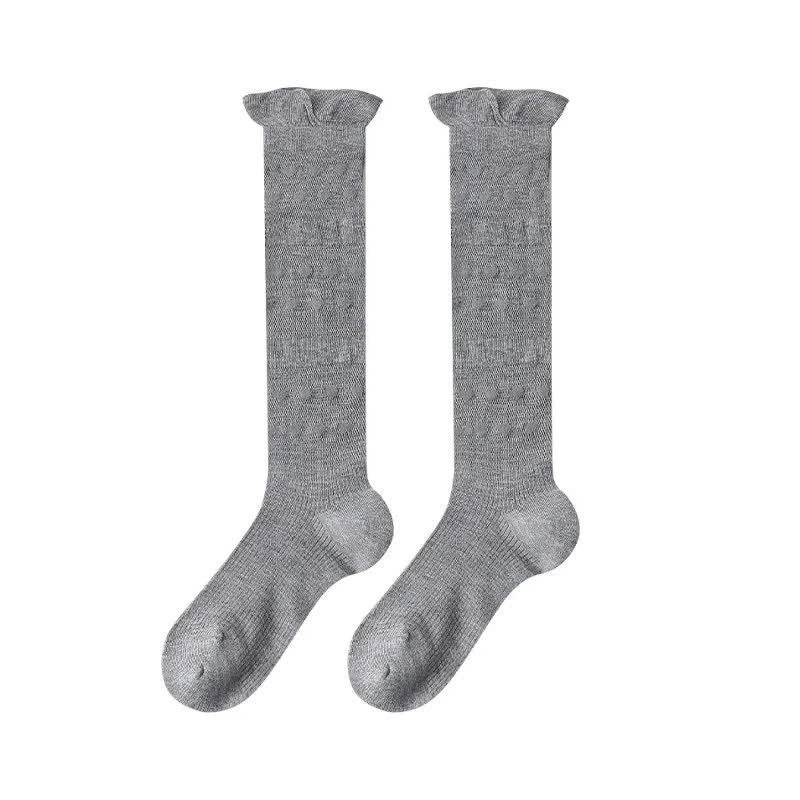 Sheer Heart Stripe Knee High Socks(4 Pairs) - Light Gray - EU35-39(US2-6) - image 5