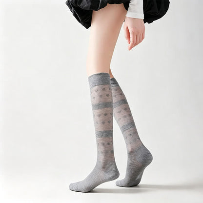 Sheer Heart Stripe Knee High Socks(4 Pairs) - image 2