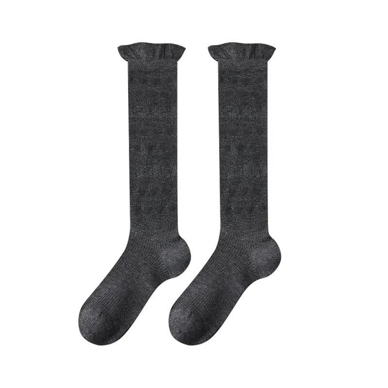 Sheer Heart Stripe Knee High Socks(4 Pairs) - Dark Gray - EU35-39(US2-6) - image 6