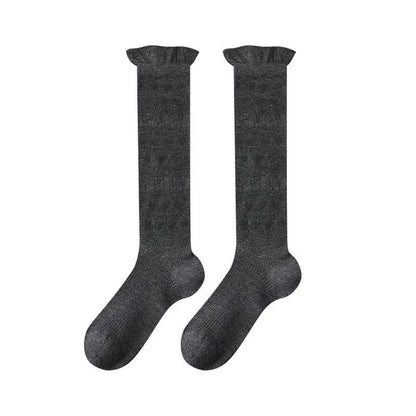 Sheer Heart Stripe Knee High Socks(4 Pairs) - Dark Gray - EU35-39(US2-6) - image 6