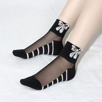 Cute Mesh Bear Ankle Socks(10 Pairs) - Black-B - EU35-40(US2-7) - image 2