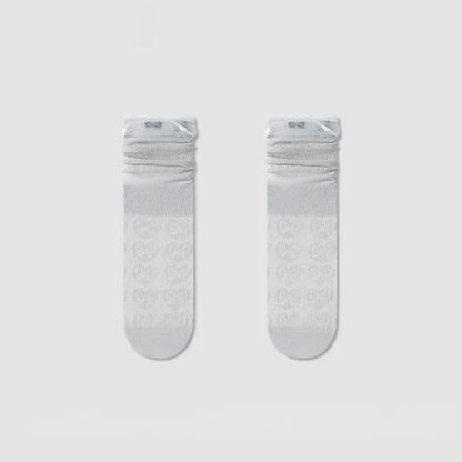 Sheer Bow Pattern Quarter Socks(4 Pairs) - Light Gray - EU36-40(US3-7) - image 7
