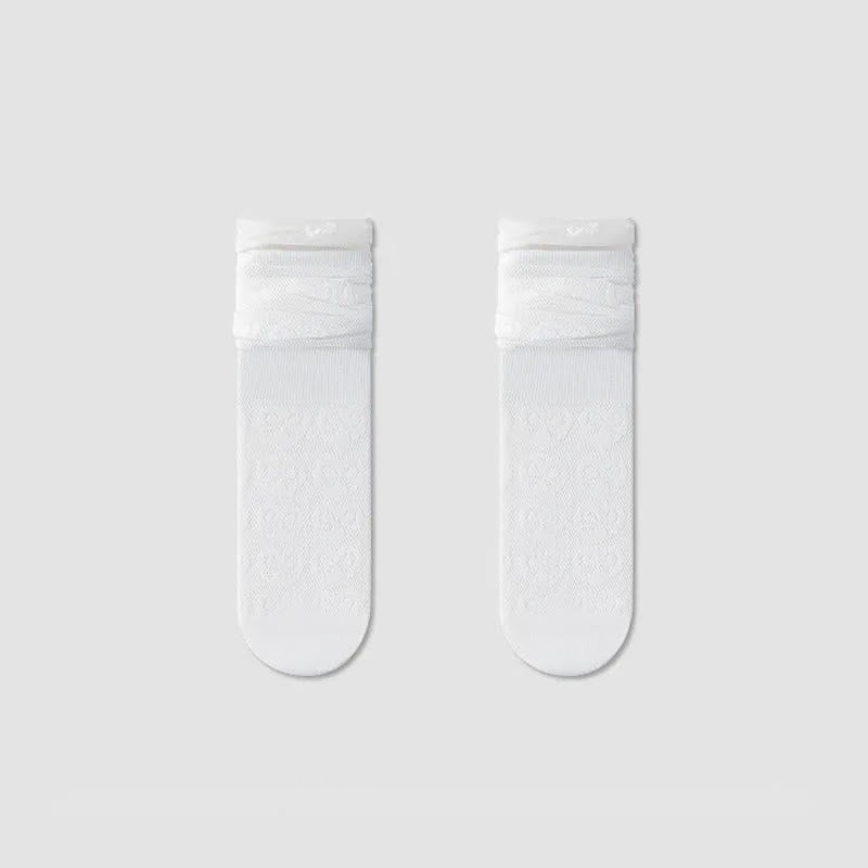 Sheer Bow Pattern Quarter Socks(4 Pairs) - White - EU36-40(US3-7) - image 10