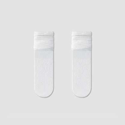 Sheer Bow Pattern Quarter Socks(4 Pairs) - White - EU36-40(US3-7) - image 10