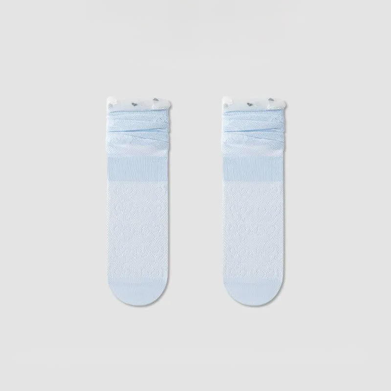 Sheer Bow Pattern Quarter Socks(4 Pairs) - Light Blue - EU36-40(US3-7) - image 9
