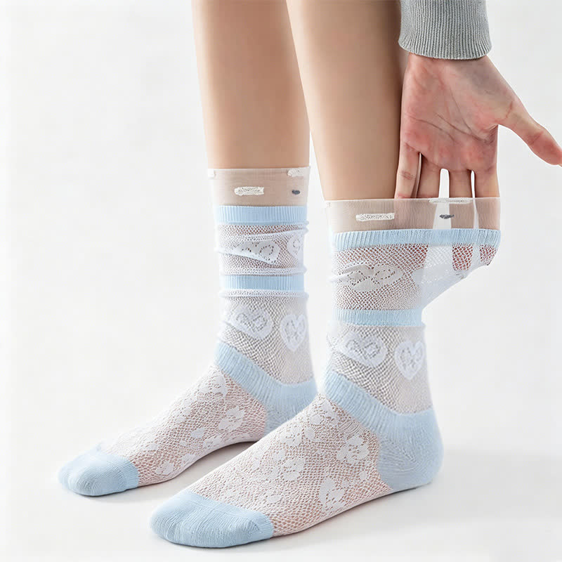 Sheer Bow Pattern Quarter Socks(4 Pairs) - image 2