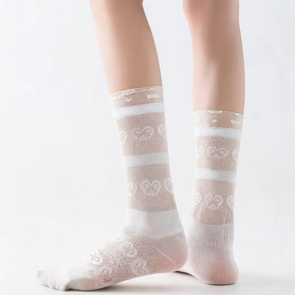 Sheer Bow Pattern Quarter Socks(4 Pairs) - image 5