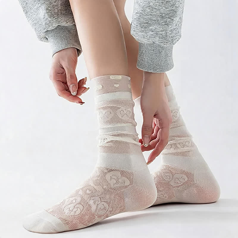 Sheer Bow Pattern Quarter Socks(4 Pairs) - image 6