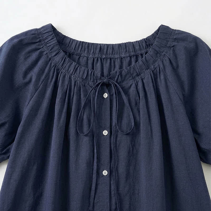 Vintage Tie Neck Button Front Blouse - image 3