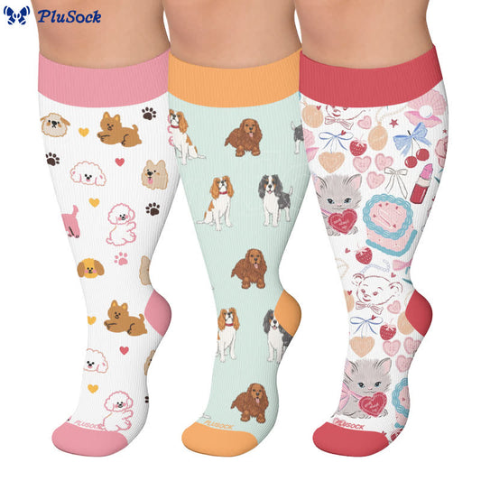 Plus Size Puppy Heart Compression Socks - image 0