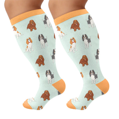 Plus Size Puppy Heart Compression Socks - Green(1 Pair) - 4XL - image 9