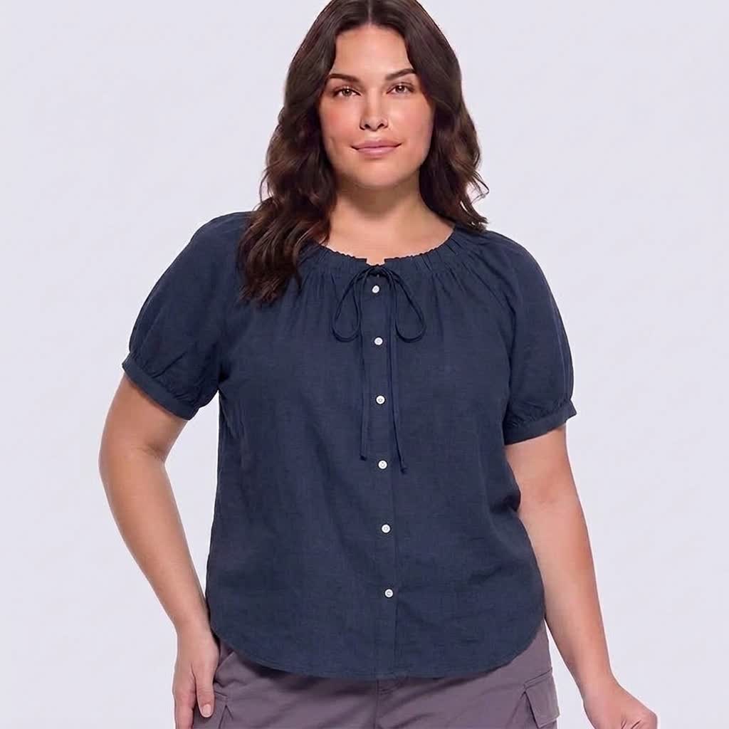 Vintage Tie Neck Button Front Blouse - image 0
