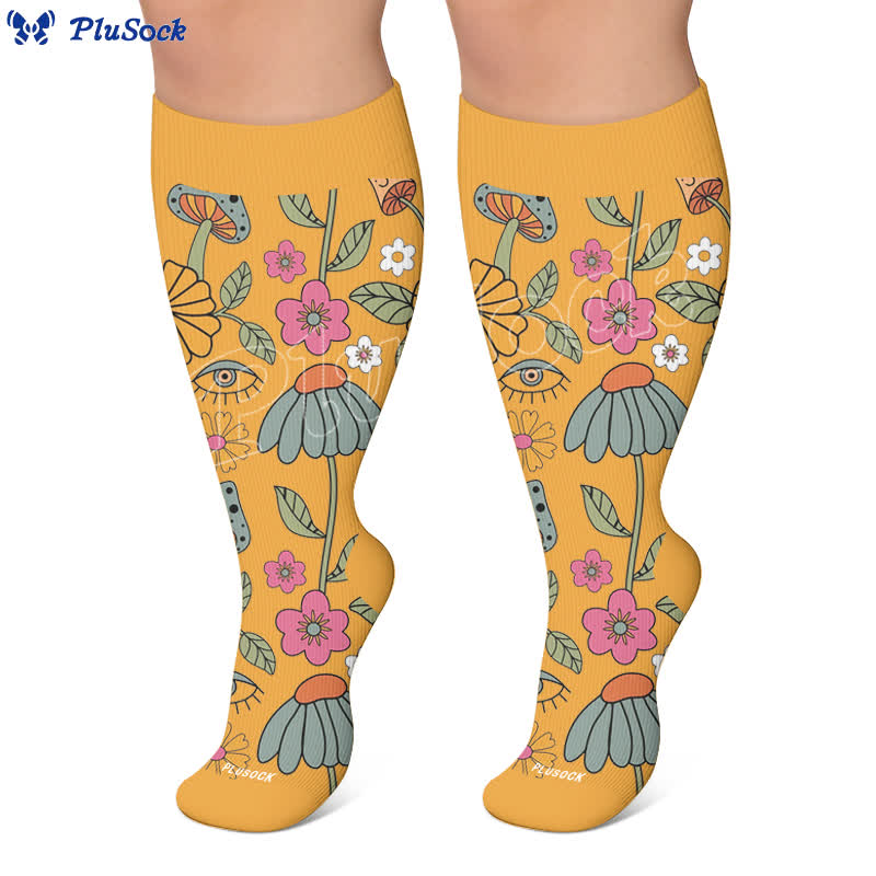Plus Size Retro Eye Bloom Compression Socks - image 6