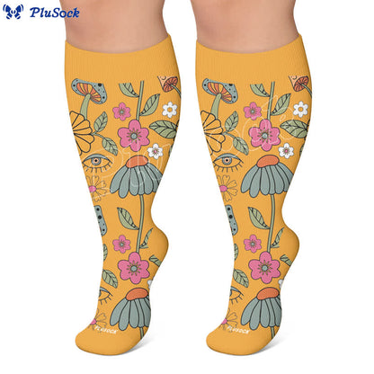 Plus Size Retro Eye Bloom Compression Socks - image 6
