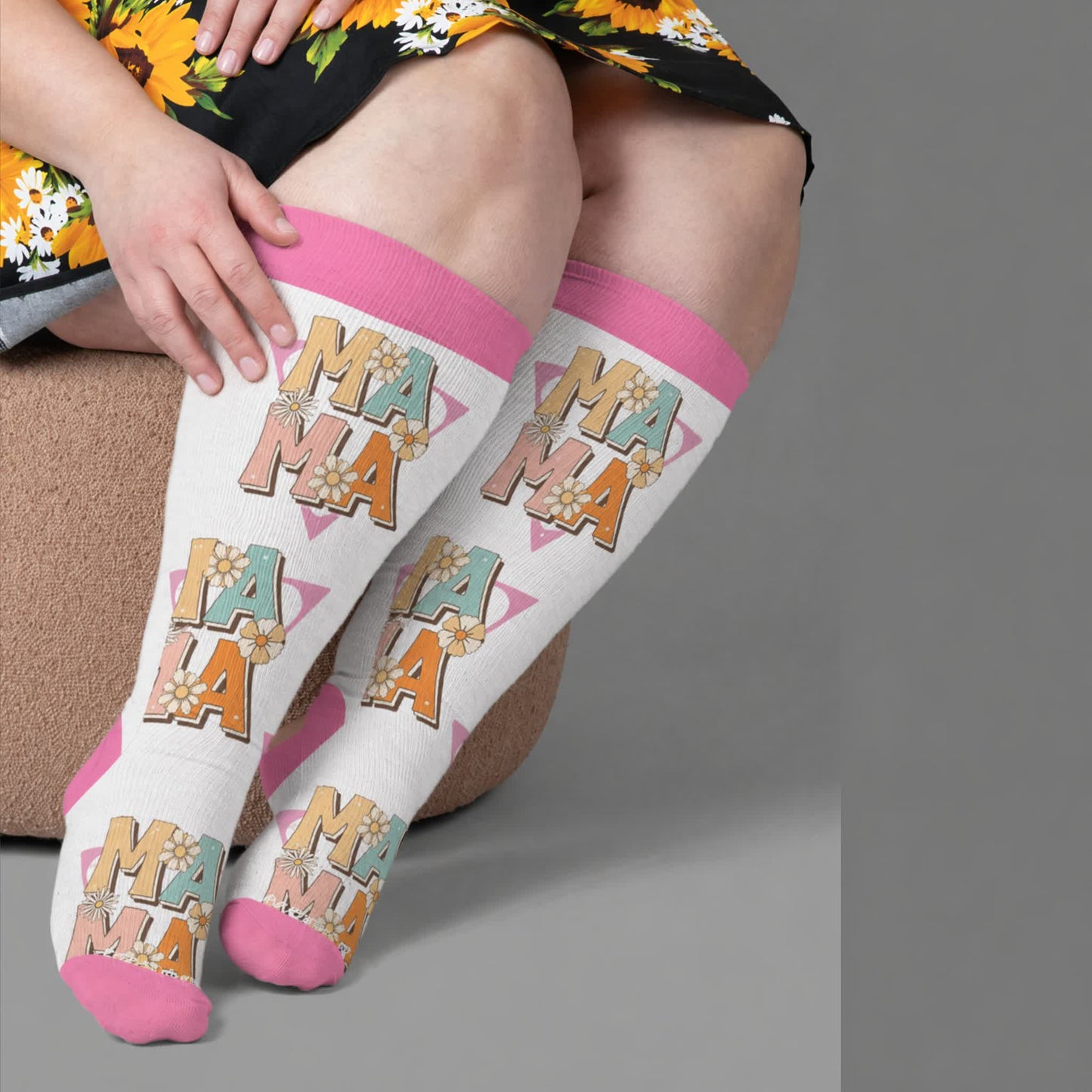 Plus Size Cherry Bow Mama Compression Socks - Pink(1 Pair) - 4XL - image 3