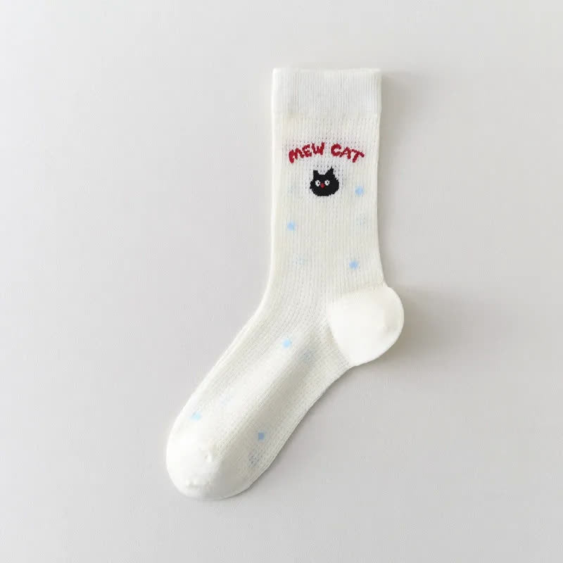 Polka Mesh Sheer Quarter Socks(4 Pairs) - Little Cat - EU35-40(US2-7) - image 6