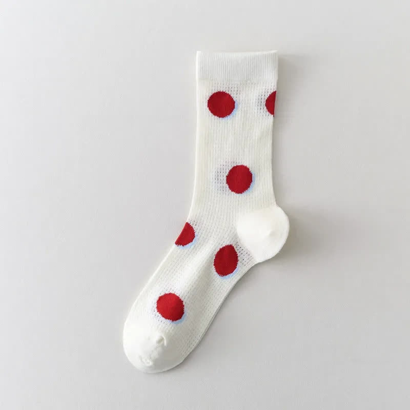Polka Mesh Sheer Quarter Socks(4 Pairs) - Polka Dot - EU35-40(US2-7) - image 5