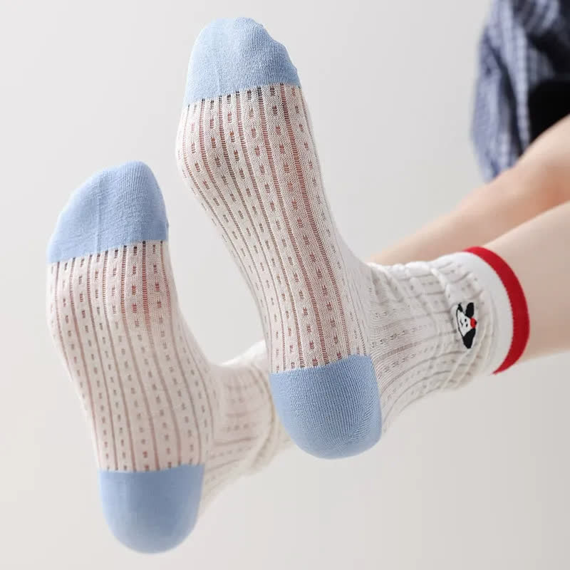 Polka Mesh Sheer Quarter Socks(4 Pairs) - image 3