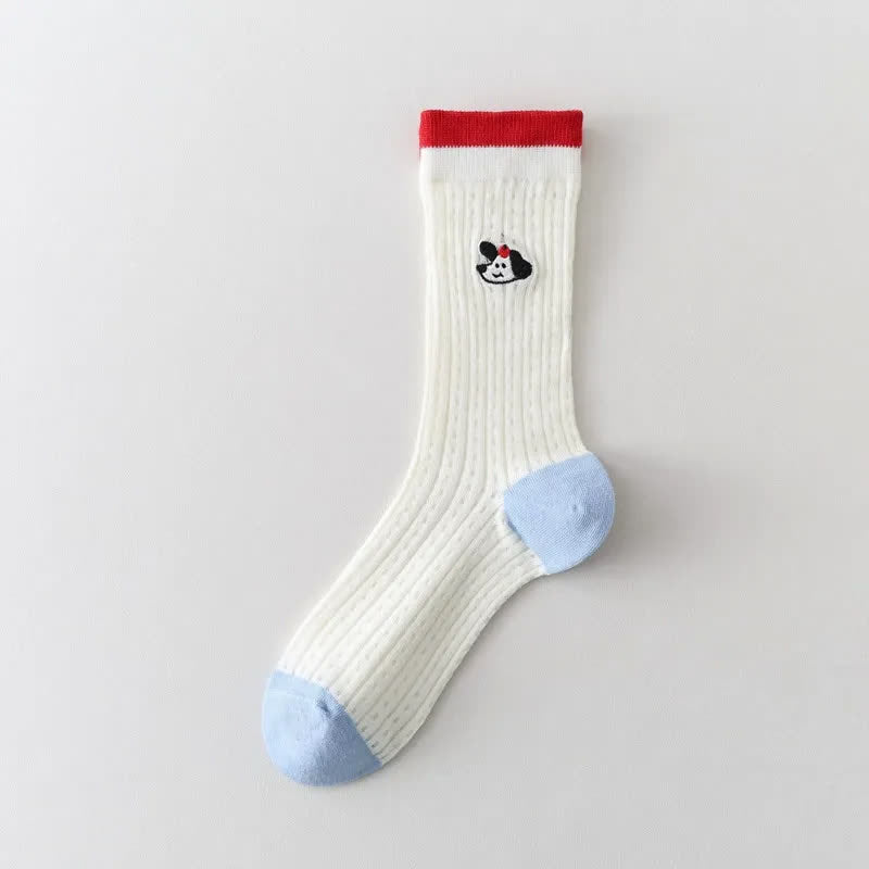 Polka Mesh Sheer Quarter Socks(4 Pairs) - Little Dog - EU35-40(US2-7) - image 4