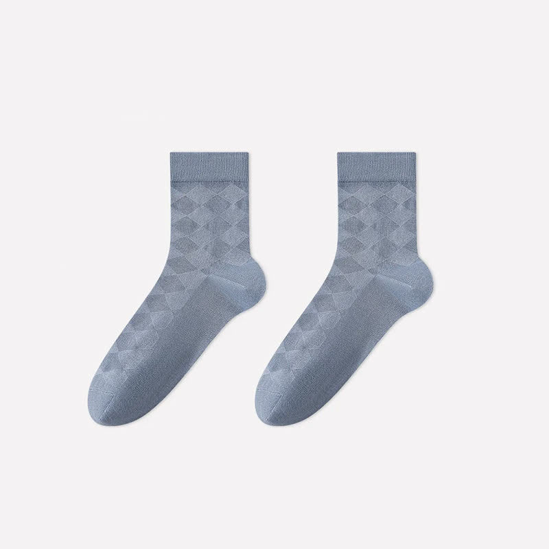 Soft Argyle Knit Quarter Socks(4 Pairs) - Blue - EU40-45(US7-11) - image 5
